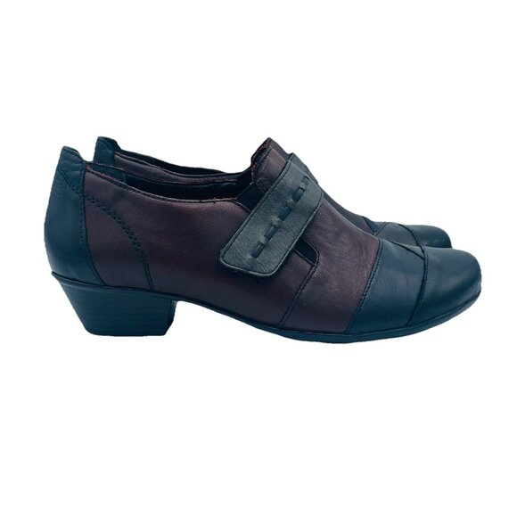 Remonte Shoes Womens Size 7-7.5 /EU38 Red Leather Slip On Comfort Cuban Heels - Picture 1 of 11
